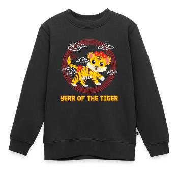 Tigre mignon Chinois Kawaii Nouvel An chinois - Sweat Premium enfant bio - noir - Devant - AI Model Kid Female (0cm)