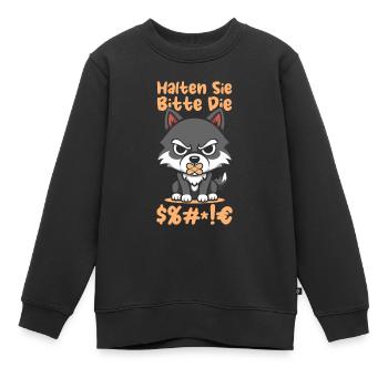 Wolf Halten Sie Bitte Die Fresse - Kinder Premium Organic Sweatshirt - Schwarz - Vorne - AI Model Kid Female (0cm)