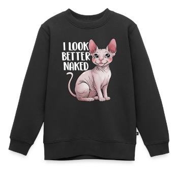 Ich sehe besser aus Nackt Sphynx Katze Felllos Haarlos - Kinder Premium Organic Sweatshirt - Schwarz - Vorne - AI Model Kid Female (0cm)