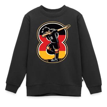 8 Jahre Junge Fussball Schwarz Rot Gold - Kinder Premium Organic Sweatshirt - Schwarz - Vorne - AI Model Kid Female (0cm)