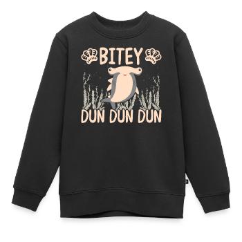 Drôle de requin-marteau mordant Dun Dun Dun Illustration f - Sweat Premium enfant bio - noir - Devant - AI Model Kid Female (0cm)