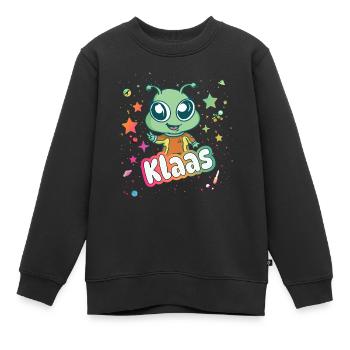 KLAAS - Beautiful boy name with cute alien - Kids Premium Organic Sweatshirt - black - Front - AI Model Kid Female (0cm)