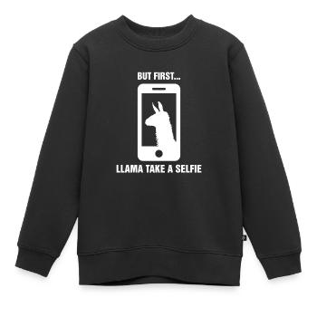 Aber zuerst Lama machen ein Selfie-Shirt lustige #SELFIE - Kinder Premium Organic Sweatshirt - Schwarz - Vorne - AI Model Kid Female (0cm)