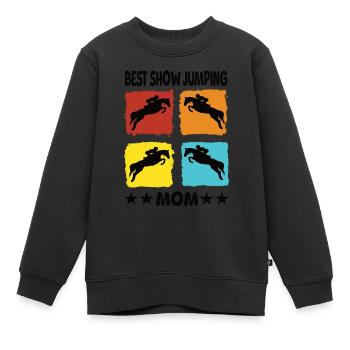 Best Show Jumping Mom - Kinder Premium Organic Sweatshirt - Schwarz - Vorne - AI Model Kid Female (0cm)