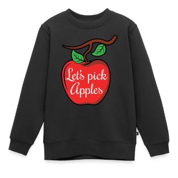 Cueillons de pommes cueillir des pommes Cueillette d’amour - Sweat Premium enfant bio - noir - Devant - AI Model Kid Female (0cm)