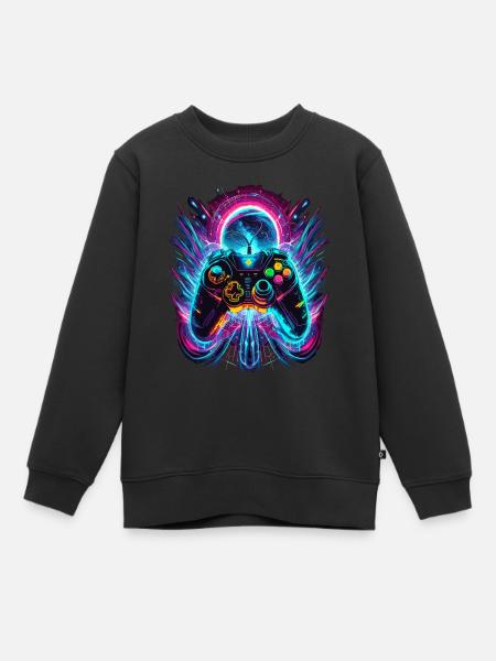 Vibrant Neonfarben Retro Gaming Controller - Kinder Premium Organic Sweatshirt - Schwarz
