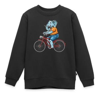 ÉLÉPHANT DE BICYCLETTE - Sweat Premium enfant bio - noir - Devant - AI Model Kid Female (0cm)