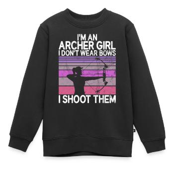 Bogenschießen Bowhunter Shooting Girls Pfeiljagd - Kinder Premium Organic Sweatshirt - Schwarz - Vorne - AI Model Kid Female (0cm)