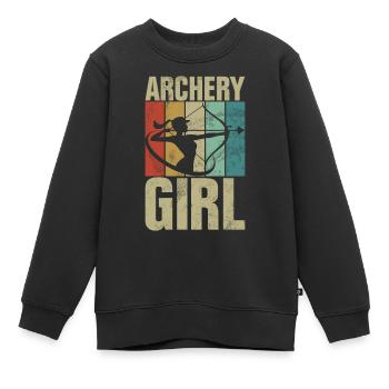 Tir à l’arc Chasse à l’arc Filles Chasse à la flèche - Sweat Premium enfant bio - noir - Devant - AI Model Kid Female (0cm)