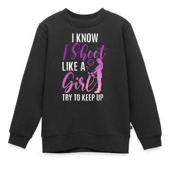 Bogenschießen Bowhunter Shooting Girls Pfeiljagd - Kinder Premium Organic Sweatshirt - Schwarz - Vorne - AI Model Kid Female (0cm)