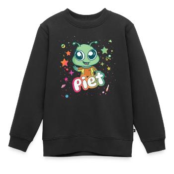 PIET - Beau nom de garçon avec un extraterrestre mignon - Sweat Premium enfant bio - noir - Devant - AI Model Kid Female (0cm)