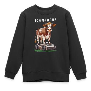 VACHE SUR ROBOT TONDEUSE I MAÄÄHE - Sweat Premium enfant bio - noir - Devant - AI Model Kid Female (0cm)