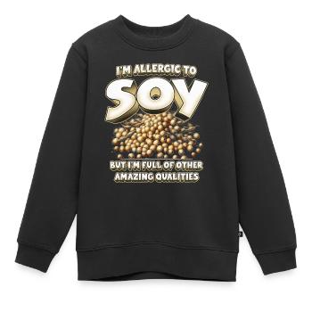 Allergie au soja - Sweat Premium enfant bio - noir - Devant - AI Model Kid Female (0cm)