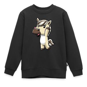 Émoticône Kawaii Cheval du Fjord - Sweat Premium enfant bio - noir - Devant - AI Model Kid Female (0cm)
