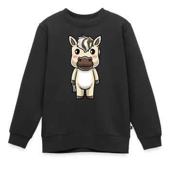 Fjordpferd Kawaii Emoticon - Kinder Premium Organic Sweatshirt - Schwarz - Vorne - AI Model Kid Female (0cm)