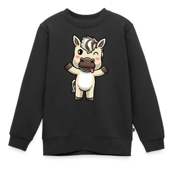 Émoticône Kawaii Cheval du Fjord - Sweat Premium enfant bio - noir - Devant - AI Model Kid Female (0cm)