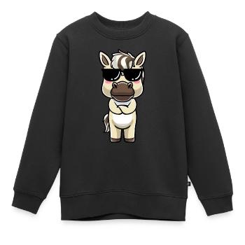 Émoticône Kawaii Cheval du Fjord - Sweat Premium enfant bio - noir - Devant - AI Model Kid Female (0cm)