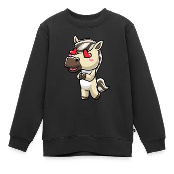 Fjordpferd Kawaii Emoticon - Kinder Premium Organic Sweatshirt - Schwarz - Vorne - AI Model Kid Female (0cm)