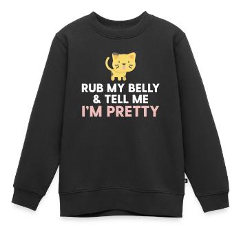 Gelbes Kätzchen - Reib meinen Bauch und sag mir, dass ich hübsch bin - Kinder Premium Organic Sweatshirt - Schwarz - Vorne - AI Model Kid Female (0cm)