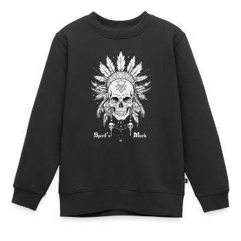 CRÂNE ET PLUMES, MARQUE DE L’ - Sweat Premium enfant bio - noir - Devant - AI Model Kid Female (0cm)