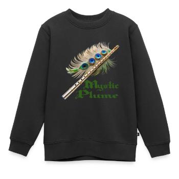 FLÖTENFEDER, MYSTISCHE FEDER - Kinder Premium Organic Sweatshirt - Schwarz - Vorne - AI Model Kid Female (0cm)