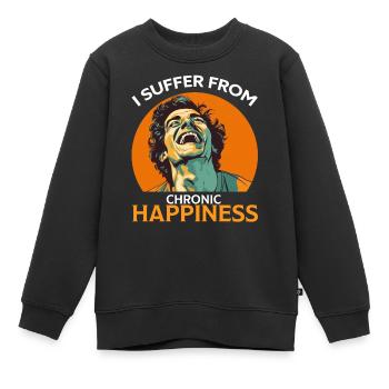 Ich leide unter chronischem Glück Lustiger Mann Lachen - Kinder Premium Organic Sweatshirt - Schwarz - Vorne - AI Model Kid Female (0cm)