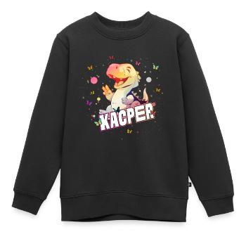 KACPER - Schöner Junge Name mit süßem DINO T-REX - Kinder Premium Organic Sweatshirt - Schwarz - Vorne - AI Model Kid Female (0cm)