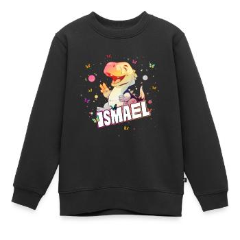 ISMAEL - Schöner Junge Name mit süßem DINO T-REX - Kinder Premium Organic Sweatshirt - Schwarz - Vorne - AI Model Kid Female (0cm)
