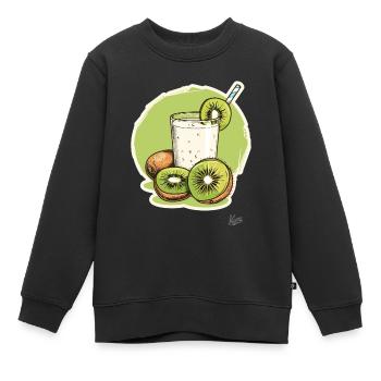 Milkshake au kiwi : Buvez des fruits, soyez sauvage ! - Sweat Premium enfant bio - noir - Devant - AI Model Kid Female (0cm)