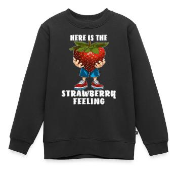 VOICI LA SENSATION DE FRAISE - Sweat Premium enfant bio - noir - Devant - AI Model Kid Female (0cm)