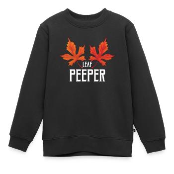Feuille Peeper Feuillage Feuille Peeping - Sweat Premium enfant bio - noir - Devant - AI Model Kid Female (0cm)