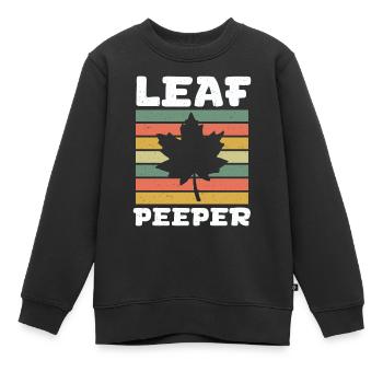 Leaf Peeper Rétro Vintage Feuillage Leaf Peeping - Sweat Premium enfant bio - noir - Devant - AI Model Kid Female (0cm)