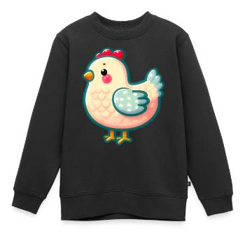 Huhn - Henne - Küken - Kinder Premium Organic Sweatshirt - Schwarz - Vorne - AI Model Kid Female (0cm)