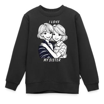 SCHWESTERN I LOVE MY SISTER - Kinder Premium Organic Sweatshirt - Schwarz - Vorne - AI Model Kid Female (0cm)