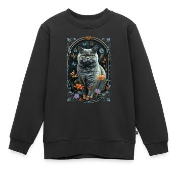 Britisch Kurzhaarkatze - Kinder Premium Organic Sweatshirt - Schwarz - Vorne - AI Model Kid Female (0cm)