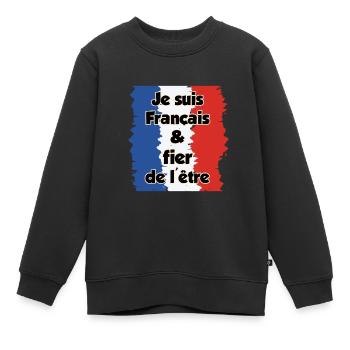 Je suis français et fier - Sweat Premium enfant bio - noir - Devant - AI Model Kid Female (0cm)