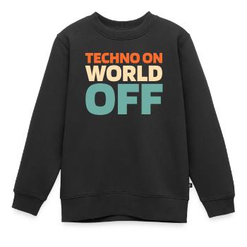 Techno Raver Techno sur World Off - Sweat Premium enfant bio - noir - Devant - AI Model Kid Female (0cm)