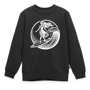 Plage florale vintage de Surf Girl hawaïenne - Sweat Premium enfant bio - noir - Devant - AI Model Kid Female (0cm)
