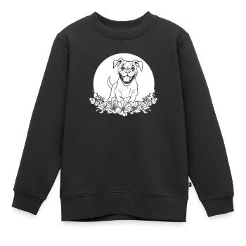 Boxer Hund Deutscher Boxer Wilde Blumen - Kinder Premium Organic Sweatshirt - Schwarz - Vorne - AI Model Kid Female (0cm)