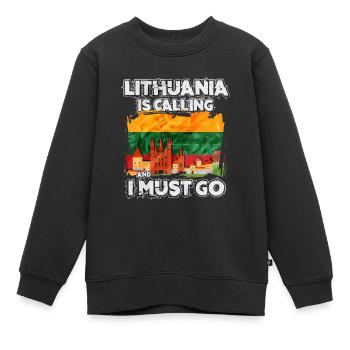 Lithuania - Kids Premium Organic Sweatshirt - black - Front - AI Model Kid Female (0cm)