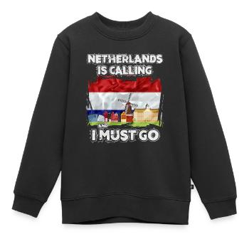 Niederlande - Kinder Premium Organic Sweatshirt - Schwarz - Vorne - AI Model Kid Female (0cm)