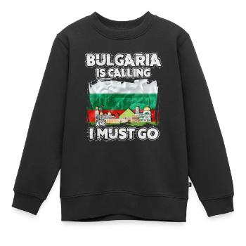 Bulgarie - Sweat Premium enfant bio - noir - Devant - AI Model Kid Female (0cm)