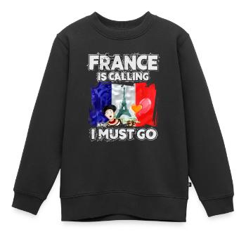 Frankreich - Kinder Premium Organic Sweatshirt - Schwarz - Vorne - AI Model Kid Female (0cm)