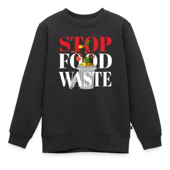 Stop Food Waste Essen Verschwendung - Kinder Premium Organic Sweatshirt - Schwarz - Vorne - AI Model Kid Female (0cm)