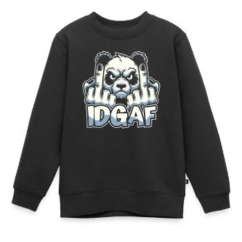 Großer Panda Pandabär Idgaf - Kinder Premium Organic Sweatshirt - Schwarz - Vorne - AI Model Kid Female (0cm)