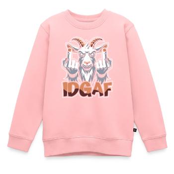 Chèvre Idgaf - Sweat Premium enfant bio - rose - Devant - AI Model Kid Female (0cm)