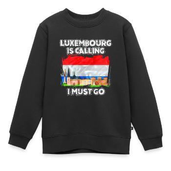 Luxembourg - Sweat Premium enfant bio - noir - Devant - AI Model Kid Female (0cm)