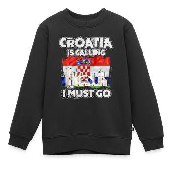 Kroatien - Kinder Premium Organic Sweatshirt - Schwarz - Vorne - AI Model Kid Female (0cm)
