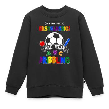 Schulanfang Schulkind Fußball Einschulung Geschenk - Kinder Premium Organic Sweatshirt - Schwarz - Vorne - AI Model Kid Female (0cm)