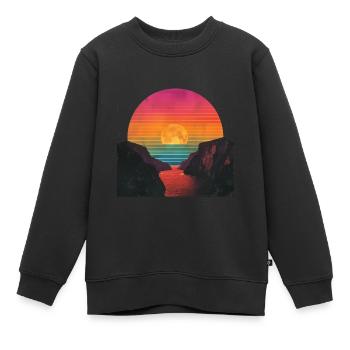 Retro Sunset Outdoor River 80s Vintage - Kinder Premium Organic Sweatshirt - Schwarz - Vorne - AI Model Kid Female (0cm)